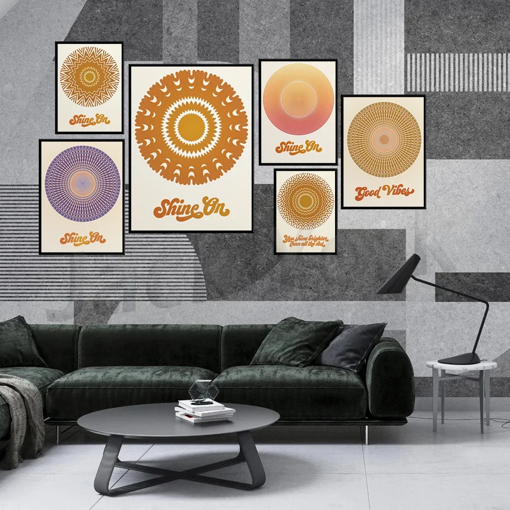 Shine On Gold Sunburst Print Versions, Rise and Shine Sunburst, Modern Sun Art Prints, Sunrise Sunset Poster, Boho Sunshine