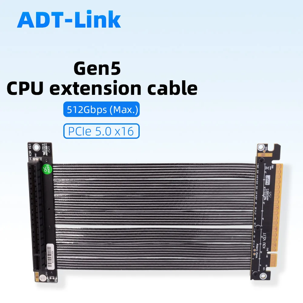 PCIE 5.0 x16 Flexible GPU Extension Riser Cable Gen5 512Gbps for NVIDIA RTX50 AMD RX90xx PC Cases Servers ITX Builds Computer