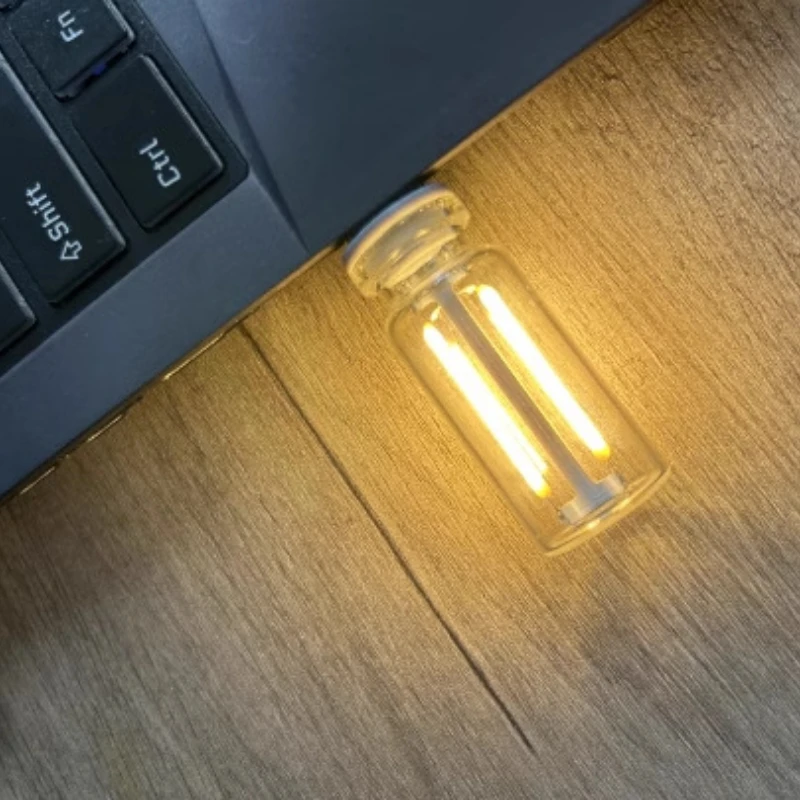 Usb Night Light Touch Bedside Car Atmosphere Light Ceramic LED Glass Bottle Romantic Mini Bulb Flashlight