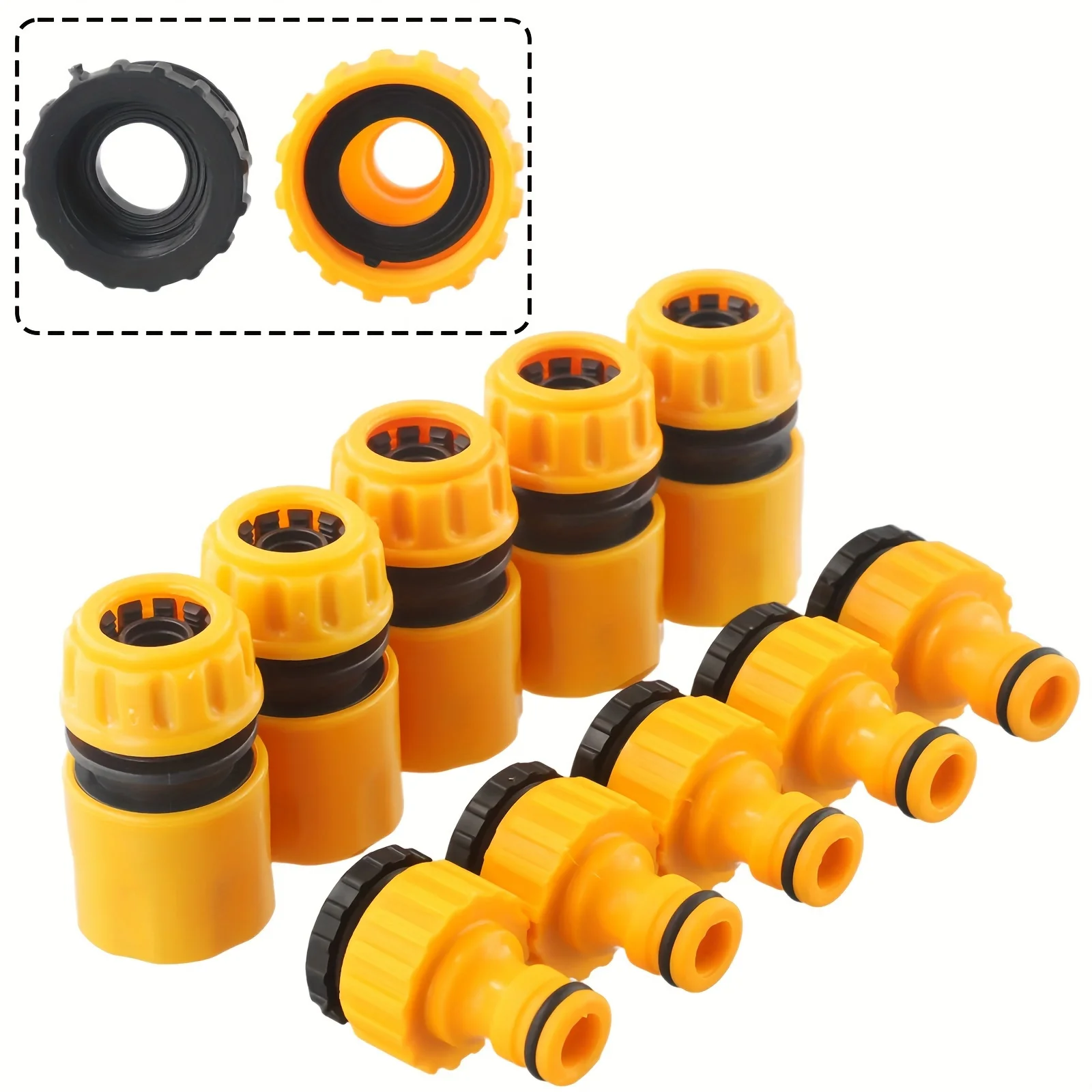 2pcs Hose Faucet Quick Connector 3/4 & 1/2 Inch Graden Hose Water Tap Threaded Connector Faucet Adapter For Garden Irrigation
