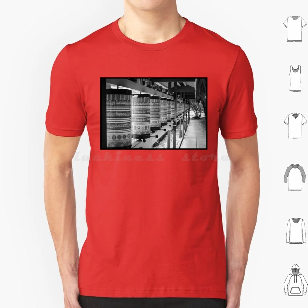 Ruedas de oración budistas, camiseta monocromática, tamaño grande, 100% algodón, templo de Stupa budista, Países Bajos, Holanda