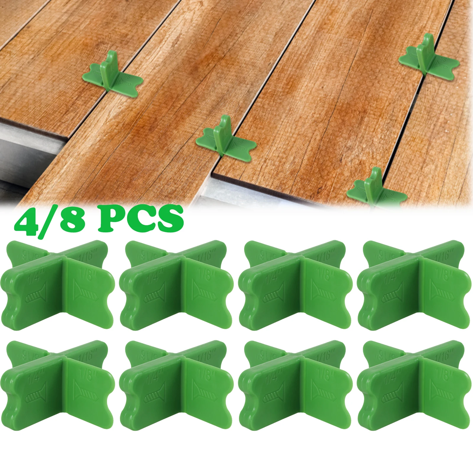 

12/4pcs Multi-Size Deck Spacer Tool 1/16",1/8",3/16",1/4 5/32"5/16"Deck Board Spacers Assorted for Pressure Treated Composite De