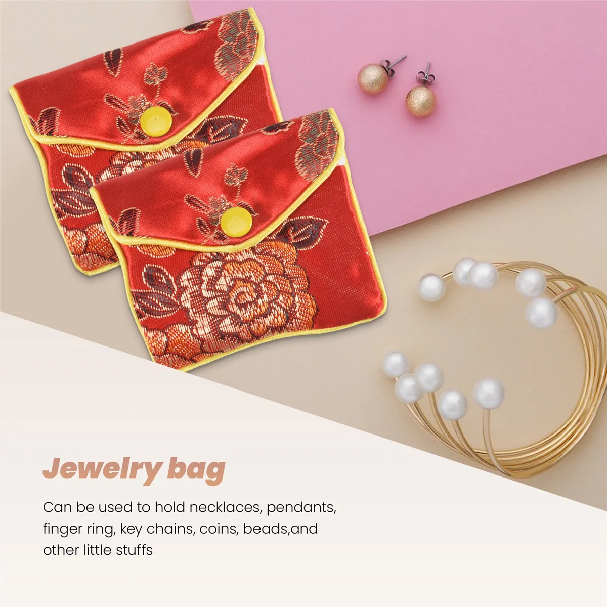 FZFZ 12피스 쥬얼리 실크 지갑 가방 브로케이드 자수 가방 선물 가방, 다양한 색상