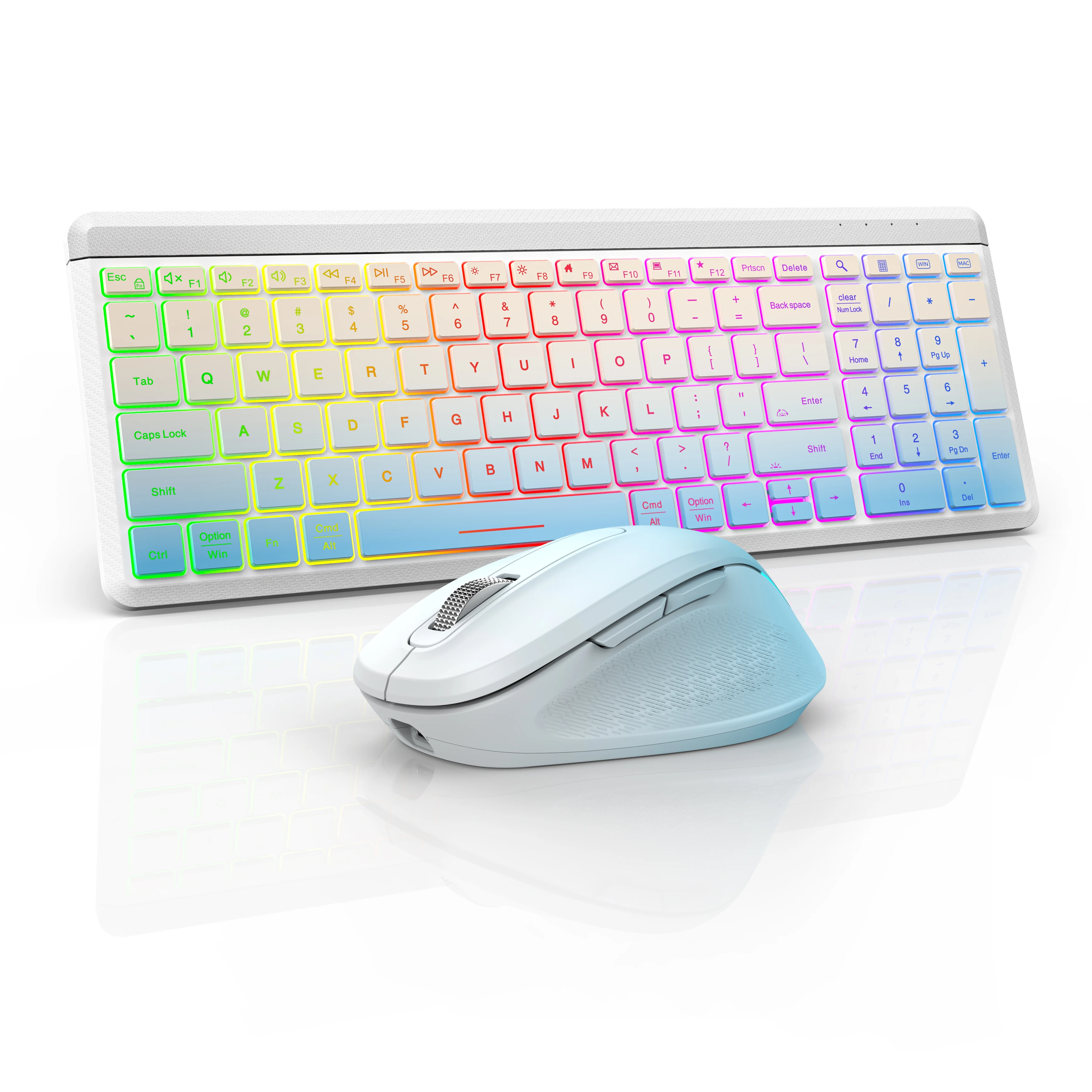 Wireless mouse keyboard set compatible with various systems 2.4G/BT5.1RGB rechargeable silent backlight portable USB mouse