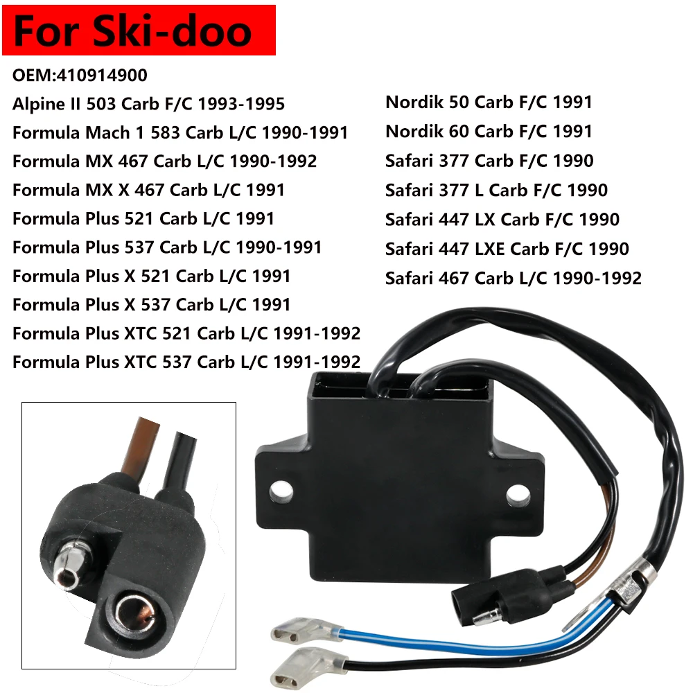 

Motorcycle Digital Ignition CDI Relay for Ski-doo Alpine II 503 Formula Mach 1 583 X 467 Plus X XTC 521 537 Carb L/C 410914900