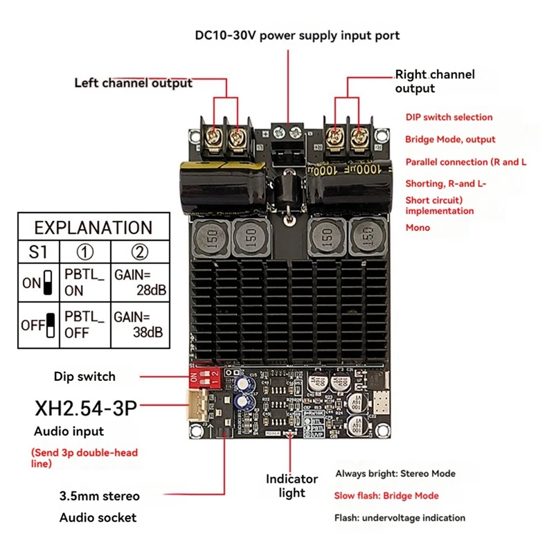 Digital Amplifier Board Module 2001 Pure Rear Stage High Power TPA3221 Stereo 100Wx2 Bridge Mono 200W Module