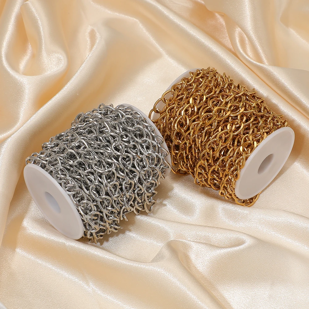 1 Meter Edelstahl-Kubanische Ketten 18K PVD-Vergoldete Ketten für DIY-Handwerk Schmuckzubehör Herren-Halsketten Armbänder Herstellung – Detail 4