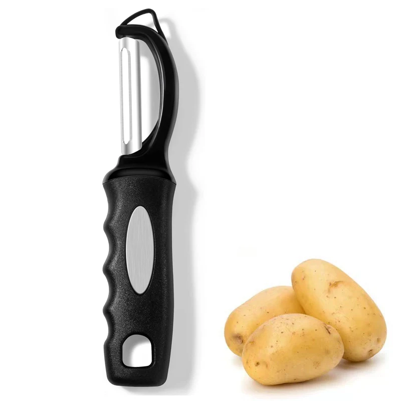 مقشرة خضروات دوارة ممتازة مع مزيل عيوب مدمج، مقشرة بطاطس من الفولاذ المقاوم للصدأ، مقشرة طعام مريحة