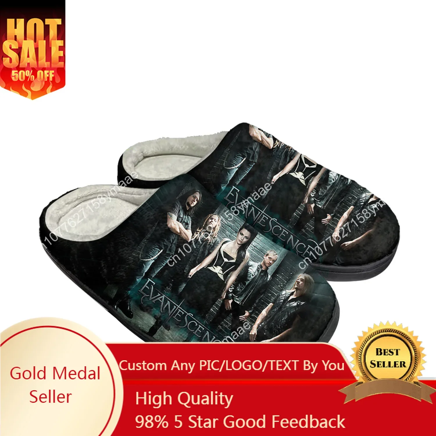 

Evanescence Home Cotton Slippers Mens Womens Plush Bedroom Casual DIY Keep Warm Shoes Thermal Indoor Slipper Customized Shoe