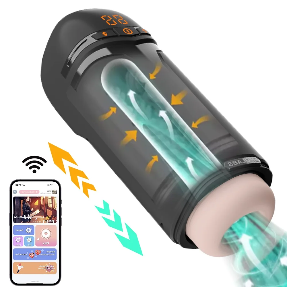 التلقائي ذكر الاستمناء مضخة القضيب مع مص تهتز الجة لعب للرجال الضارب القضيب تحفيز شاشة LED #1