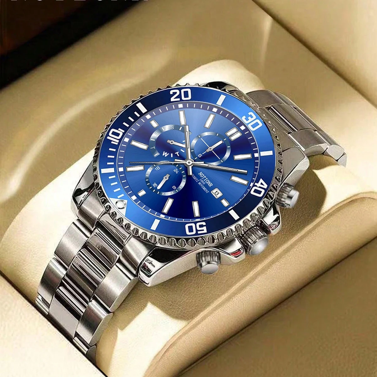 Luxury Men\'s Business Watches Men Silver Stainless Steel Quartz Watch Male Luminous Clock