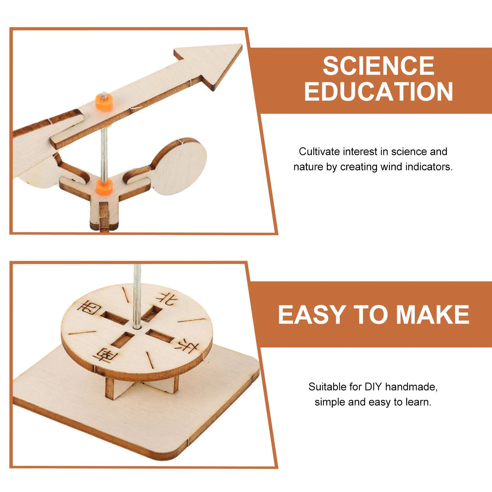 

Wind Indicator Diy Assembly Toy Science Projects Household Kids Experiment Wooden Assemble Pupils