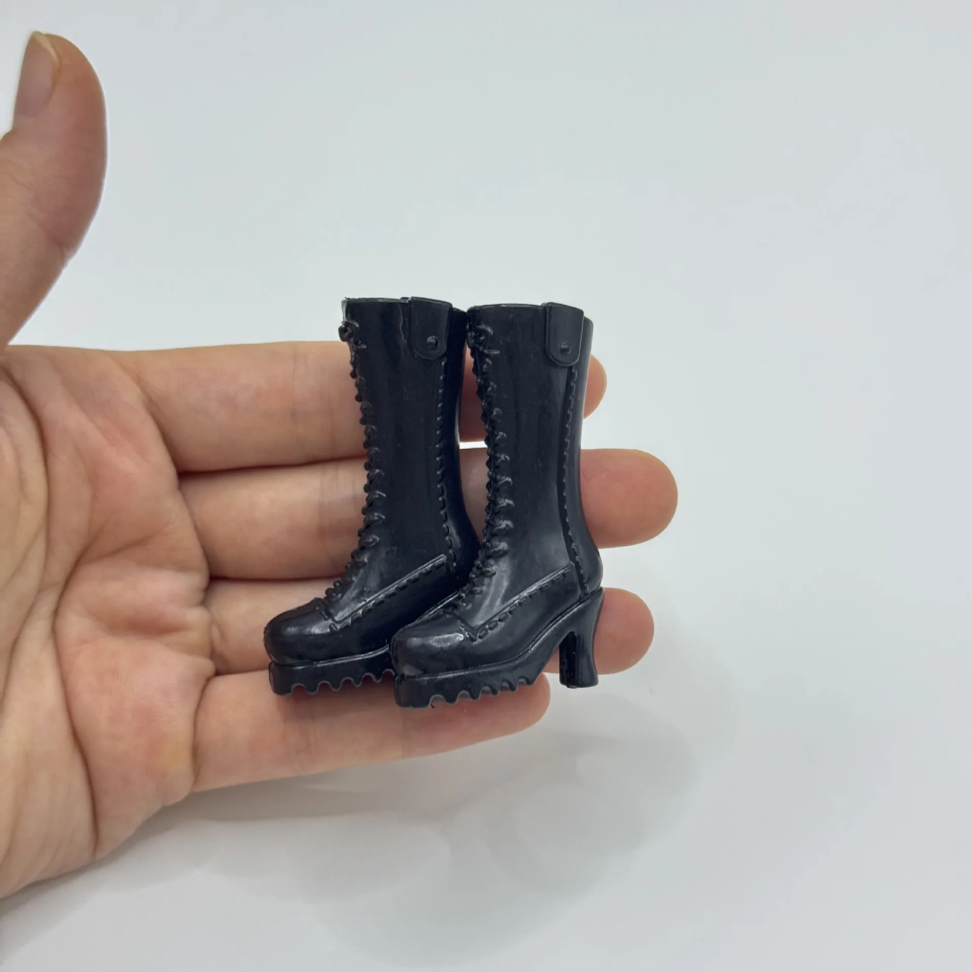 1/6 Doll Shoes Accessories Fashion Biker Boots Retro Lace-up Knee High Boots For 30cm Babi Supermodel Doll DIY Dress Up