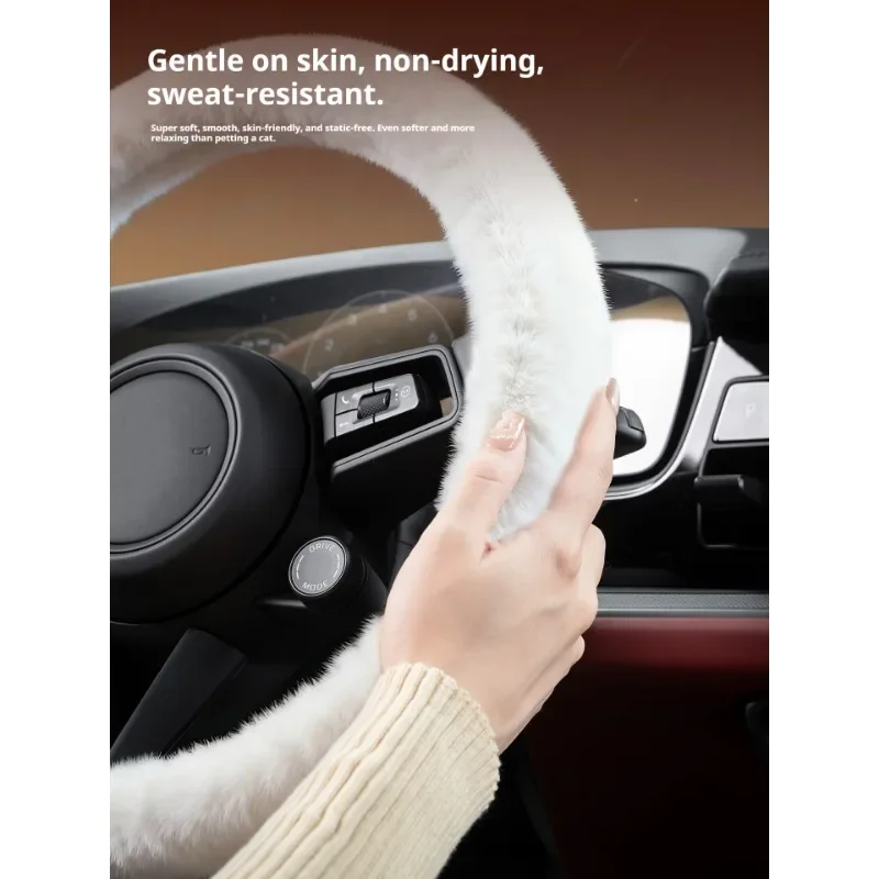 لبنز ABC E R S الفئة GLA EQC جديد شتاء دافئ لينة أفخم غطاء عجلة توجيه سيارة كوي الفانيلا غطاء مقبض غطاء التوجيه يغطي #3