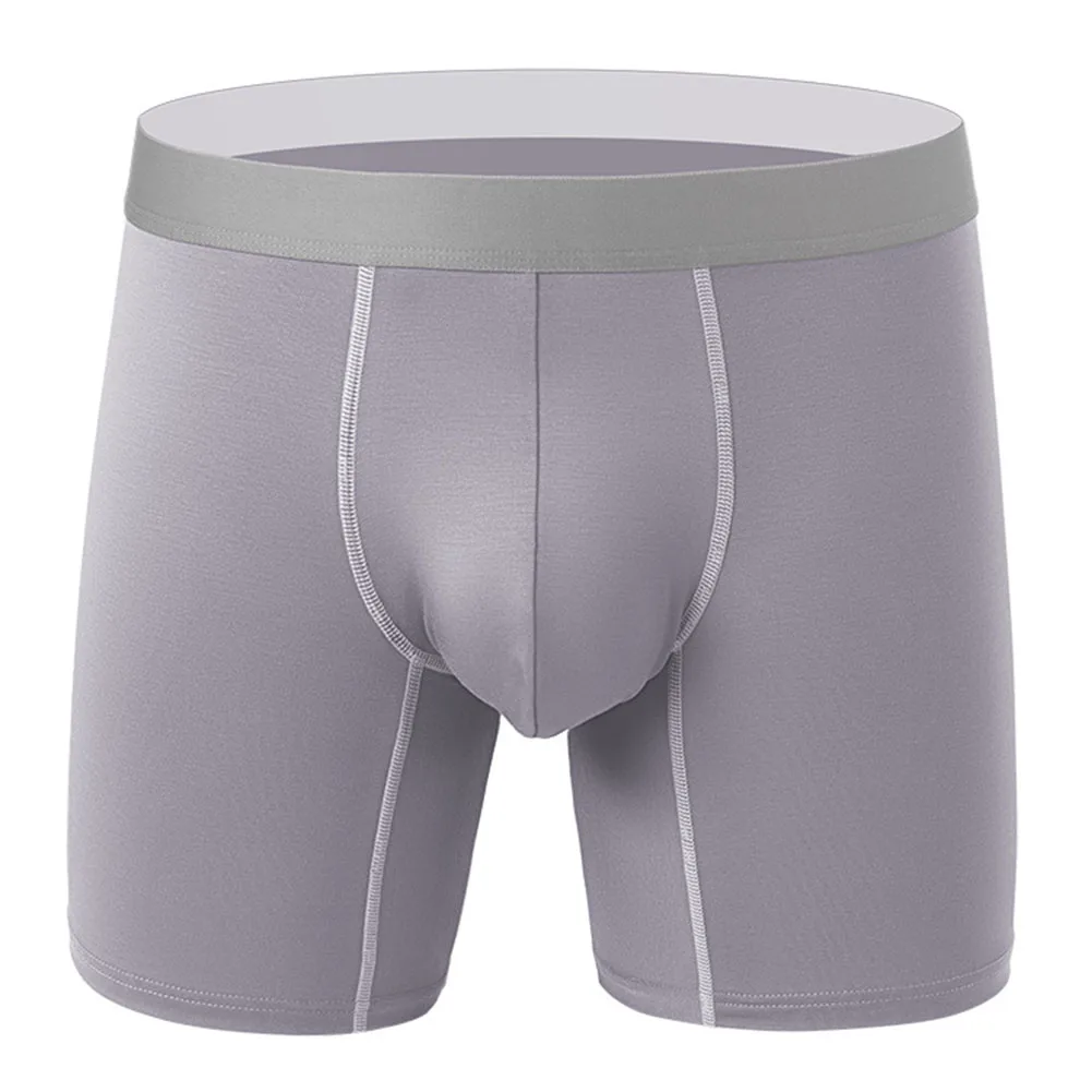 Lengthened Boxer Mens Boxer Briefs Hotel Applicable Medium Stretch Polyester Fabric Home And Sleep Use Solid Pattern