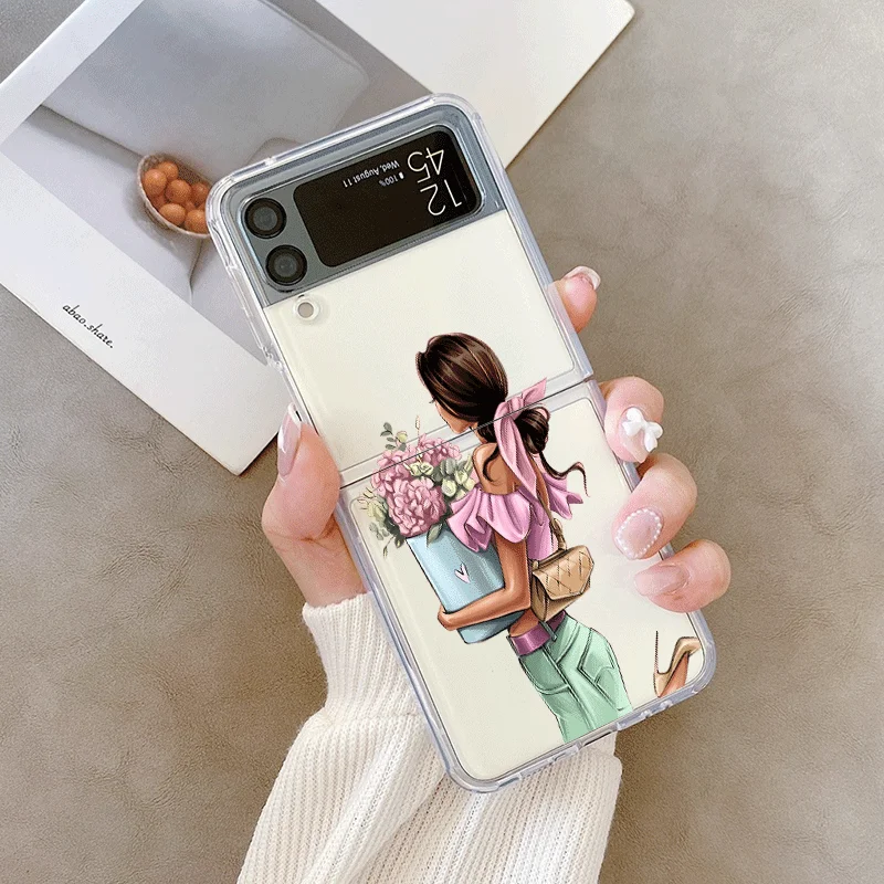 مضحك موضة القهوة فتاة قضية الهاتف لسامسونج غالاكسي Z فليب 7 الوجه 6 5 4 3 غطاء قابل للطي ل Z Flip7 الوجه 5 زوجين لينة قذيفة #3