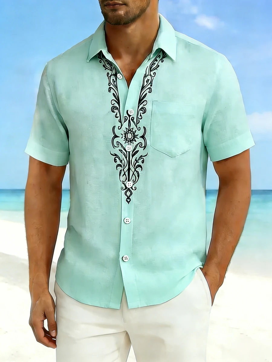 

New men's Hawaiian beach style shirt, high-quality street casual shirt, available in multiple colors, comfortable fabric.