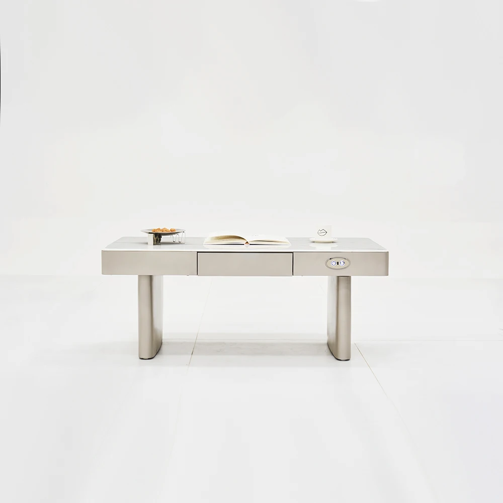 Smart living room lift Household coffee table White wood Electric tea table Multifunctional lifting table