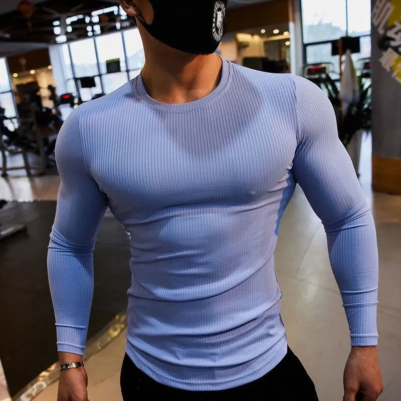 Round Neck Solid Color Pullover Long Sleeve Men\'s Clothing Spring Autumn Casual Fashion T-shirt England Style Comfortable Tops