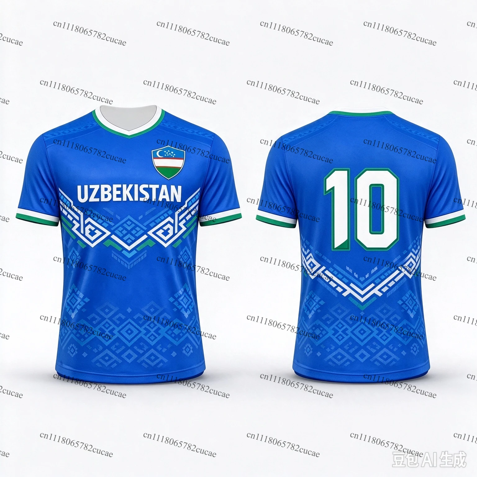 Uzbekistan Style 3D Print Soccer Jersey Breathable Short Sleeve Unisex Summer Outdoor Football Training Casual Tee