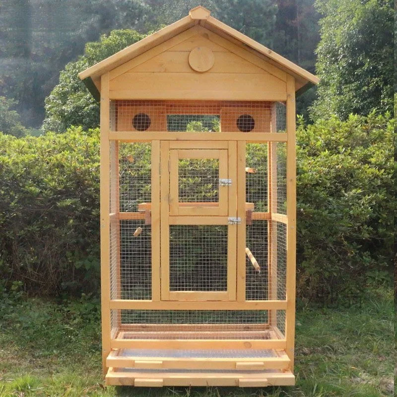 Large handmade solid wood breathable bird cage and house XL size birds