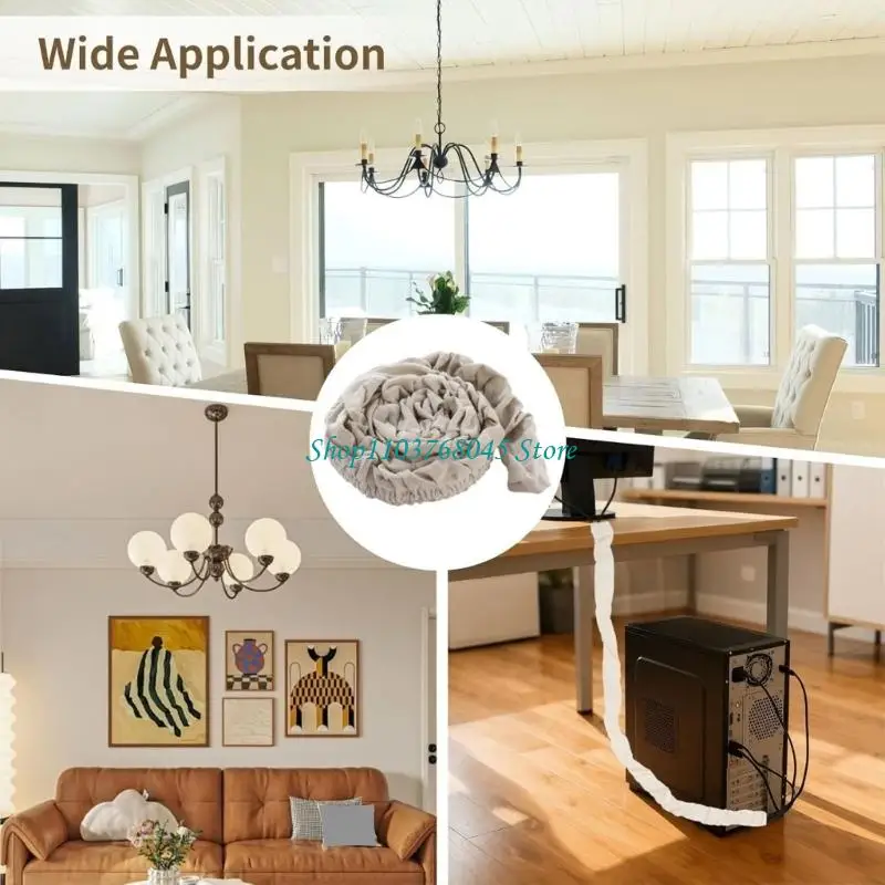 R53F Customizable Fabric Cord Wrap For Lighting Fixtures And Curtain Rods