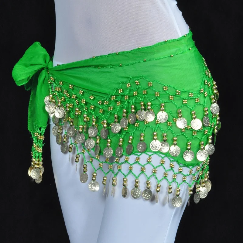 Women Belly Dance Hip Scarf Ladies Waist Wrap Skirt Sexy Sequin Dancewear Hanging coins Wrap Hip Skirt Dancewear Accessories