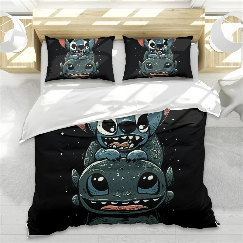 Stitch Duvet Cover Multi-Piece Bedding Set Sewn Pillow Cases Duvet Cover Suitable for Single Double Bed Full Size Kids Gift