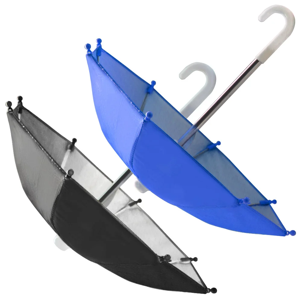 

2pcs Mini Umbrellas Small Umbrella Toys Phone Sun Shade Blue Black Purple Polyester Travel Motorcycle Cycling Decorations Craft