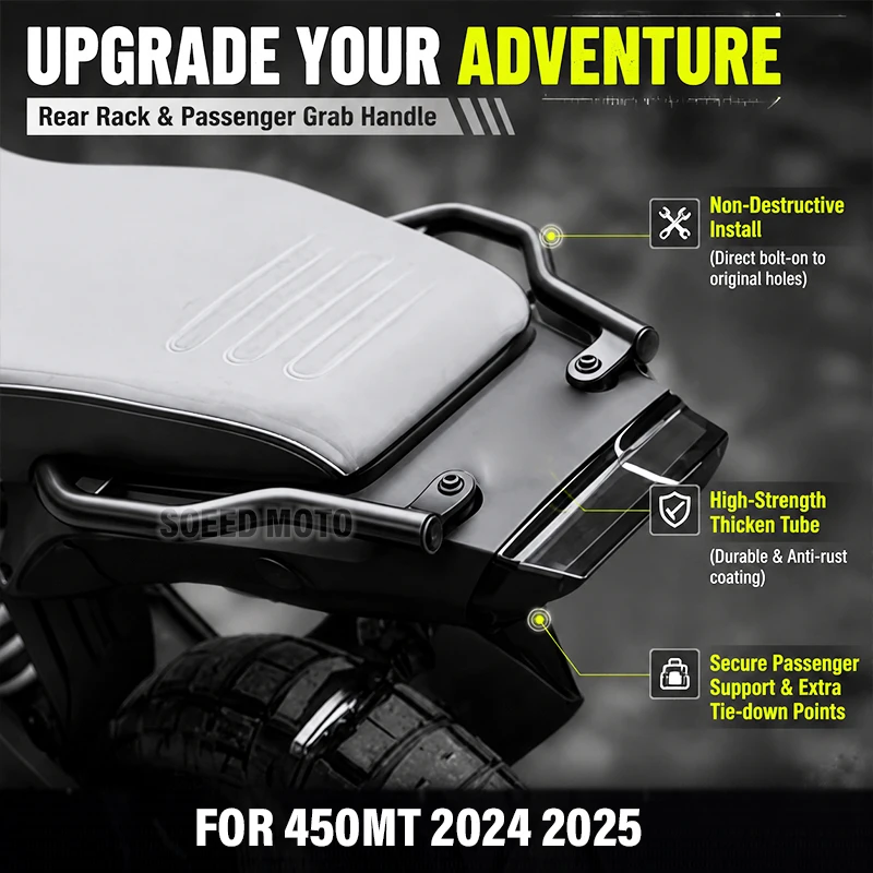 For CFMOTO 450MT CF 450 MT Motorcycle Accessories MT450 Luggage Rack Rear Armrest Passenger Rear Seat Grab Bar Handles Seat Kit