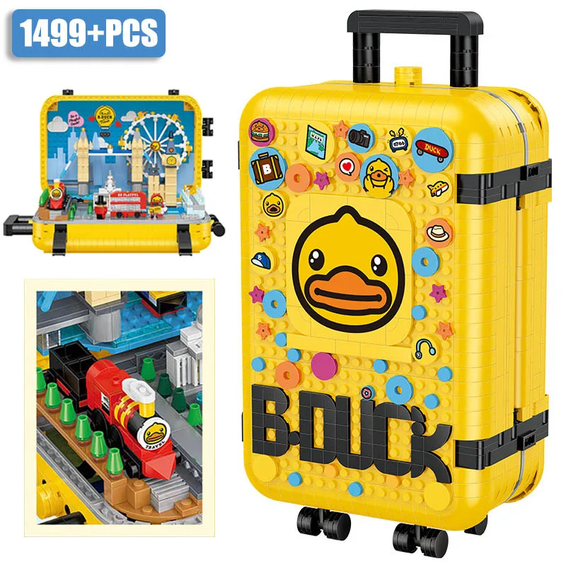 

City London Bridge Train Travel Suitcase Building Blocks Mini Size Ideas Big Ben Tower Box Micro Bricks Set Toys For Kids Gifts