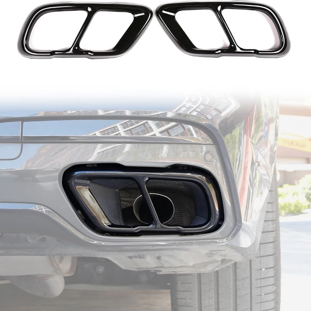 Aluminum Car Tail Muffler Exhaust Pipe Output Cover for BMW X5 G05 X6 G06 X7 G07 2019-2026(Suitable For M Sports Version) Black
