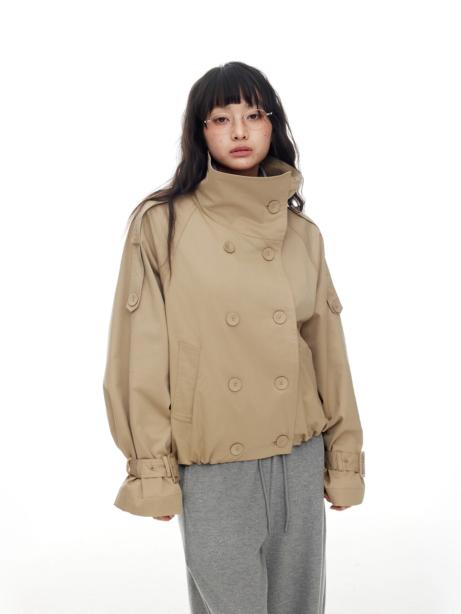 

Американская ретро-куртка свободного кроя для женщин, с воротником-стойкой, в уличном стиле, из смесового хлопка, весна 2026, новая модная модель