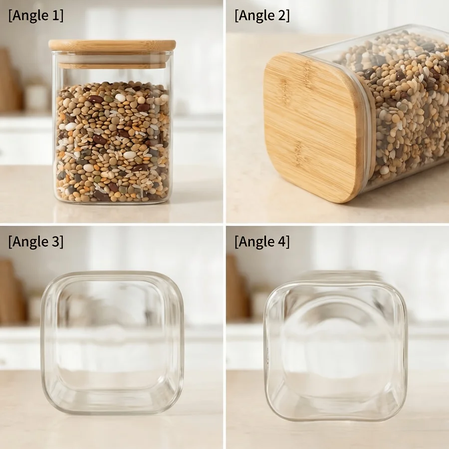 2/4/6/12Pcs-400Ml Square Glass Sealed Jars, Kitchen Food Storage Containers, Food Storage Jars with Lids, Cookie Jars, Sugar Jars, Coffee Storage Jars, Suitable for Coffee, Cookies, Candy, Kitchen Spices, Oatmeal, Household Snacks Storage, Kitchen Storage Containers - view 3