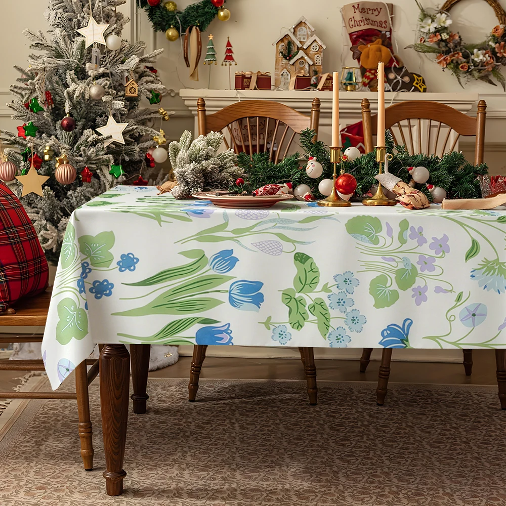 Snowflake & Star Christmas Table Cloth Waterproof Tablecloth Spill Proof Table Cloth, Wipe Clean Table Cloth for Dining Camping