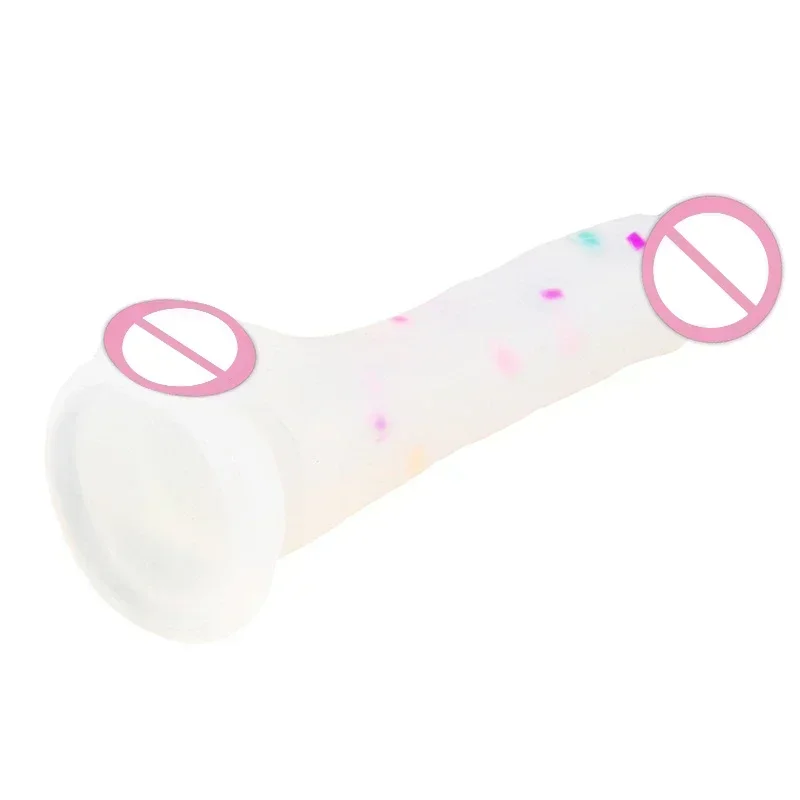 Confetti Dildo Realistic Clear Silicone Dildo, with Strong Suction Cup for Hands-Free Play, Realistic Penis for Women and Couple