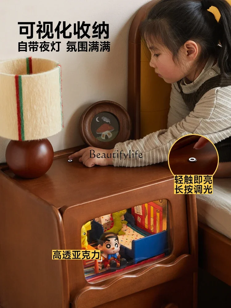 

09Z.**Solid wood children's bedroom retro style creative shelves boys and girls with lamps lockers