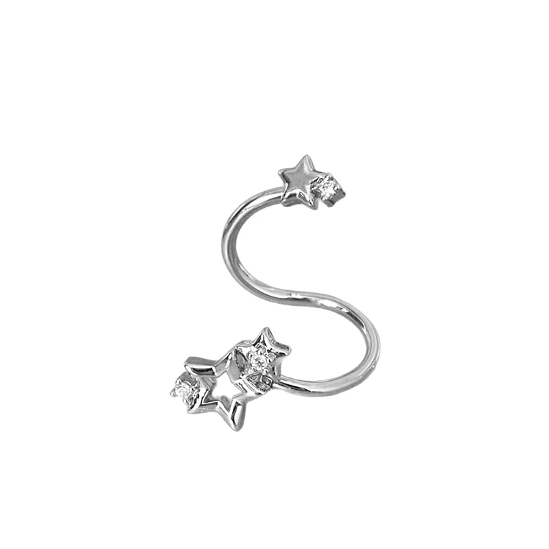 B*1PC Starlight surrounds the planet spiral ear bone studs ladies new fashion silver earring accessories