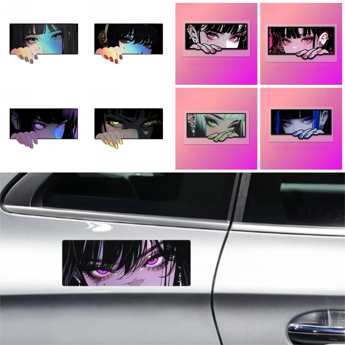 

Anime Eye Reflective Vinyl Car Stickers - Waterproof Decals for Motorcycle & Auto Body - Waterproof Cat Eye Stickers​