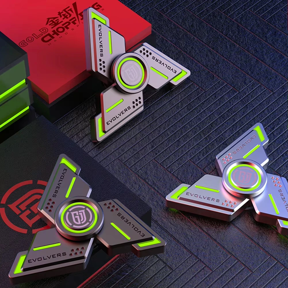 لعبة فيدجيت سبينر معدنية متوهجة بالضوء الأخضر مع تنشيط بالليزر لعبة حسية ممتازة لتخفيف ADHD المضاد للقلق للمراهقين والكبار