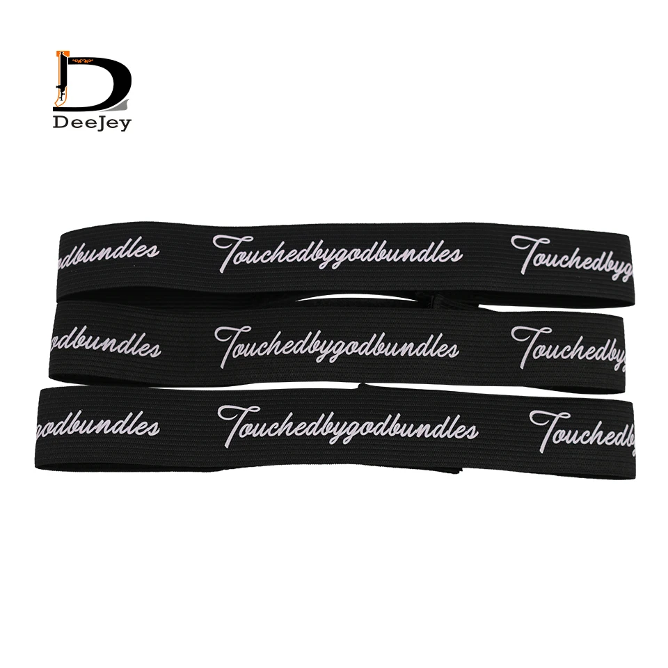 

30x560mm spandex melt band for wigs head tie with hook and loop end black custom printed wraps made to melt wig tie belt