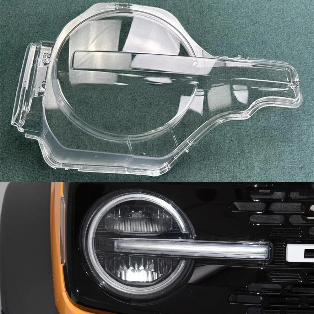 

Transparent Lampshade Front Headlight Shell Headlamp Cover Lens Plexiglass Auto Replacement Parts For Ford Bronco 2021~2023