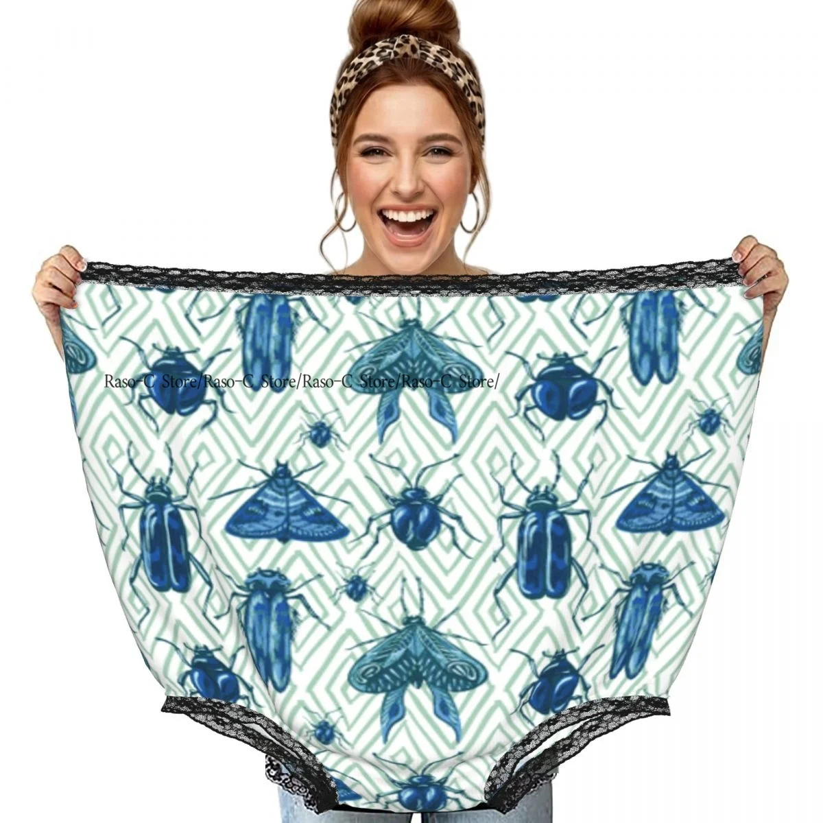 Party Funny Trick Granny Underwear Humorous Daily Wear Beetles Butterflies And Moths Panties