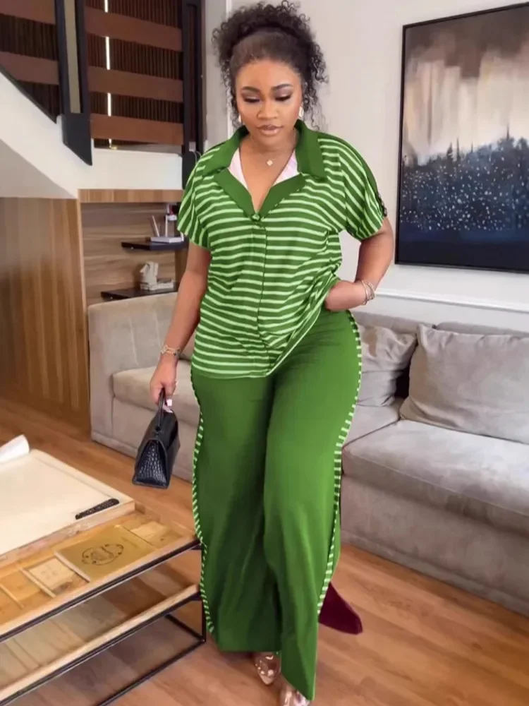 2 Piece Women Sets Dashiki African New Arrival Spring Summer Matching Sets Two Pieces Sets Top Pants Suits Outfits Clothing