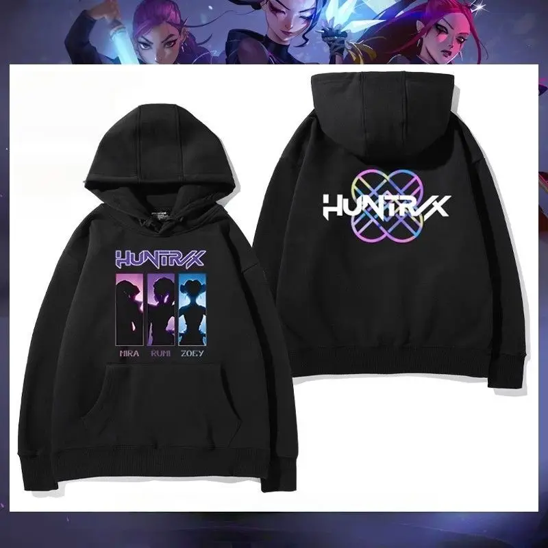 

K-POP Witch Hunt Cartoon Hooded Sweatshirts for Men and Women's 2025 Autumn and Winter Versatile Clothing Trend