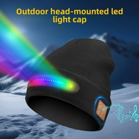 Christmas LED Light Up Bluetooth Beanie 7 Color Changing Knit Cap Warm Ear Flap Hat Night Running Winter Sports Festival Gifts