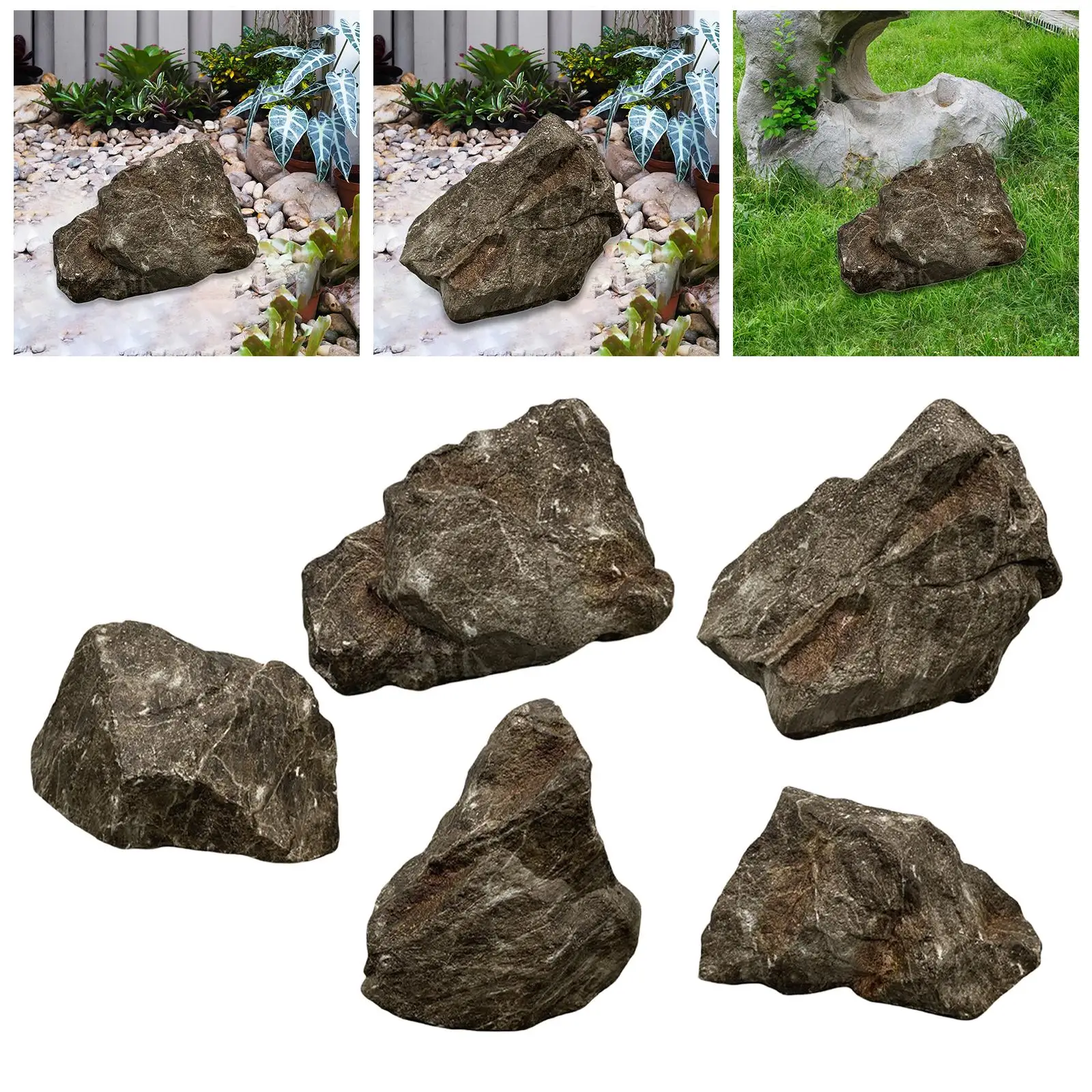 

Fake Rock Realistic Sturdy Versatile Background Props Crafts Landscape Rock Faux Stone Sculpture for Porch Patio Balcony Yard