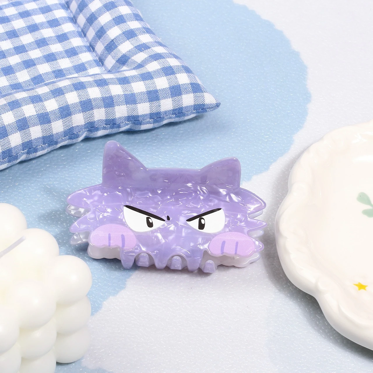 Новый милый покемон, изысканный мультяшный акриловый головной убор с царапинами для волос, заколка в виде акулы на спине