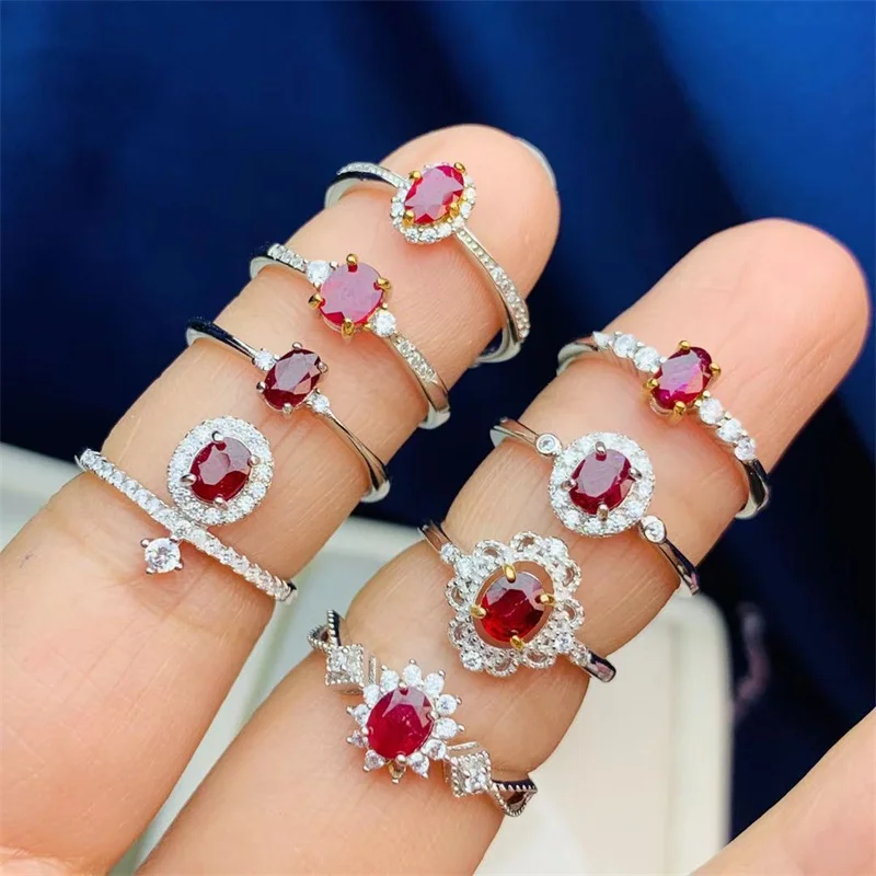 

Authentic Natural Genuine Pigeon Blood Ruby Ring S925 Silver Women Gemstone Elegant Fine Jewelry Gift with Certificate