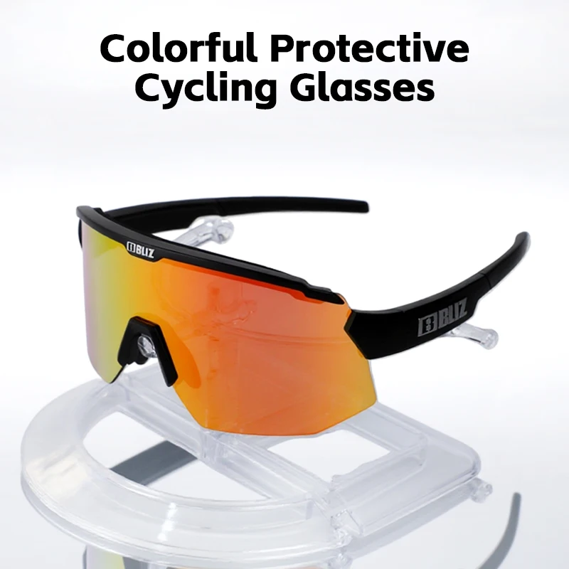B BLIZ Breeze Unisex UV400 Photochromic Sports Sunglasses, Windproof Cycling Running Glasses with Replaceable Lenses for Outdoo